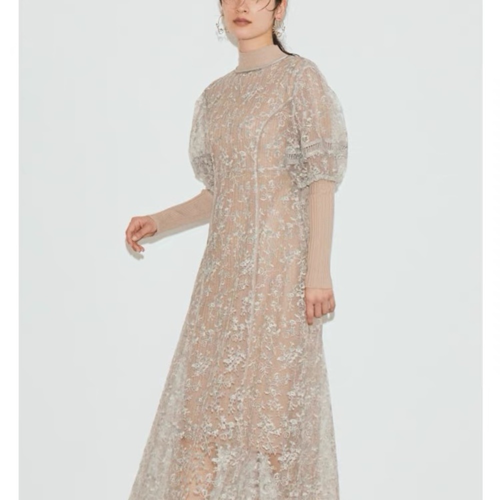 Lily brown lace dress midi